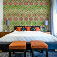 A cheerful and vibrant retro wallpaper pattern.
