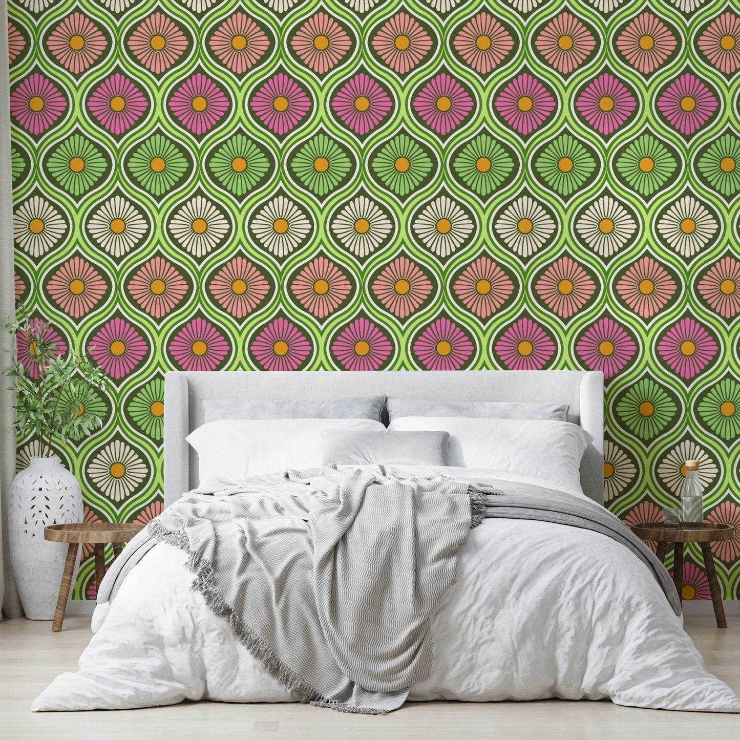 Other playful floral motifs are interspersed.
