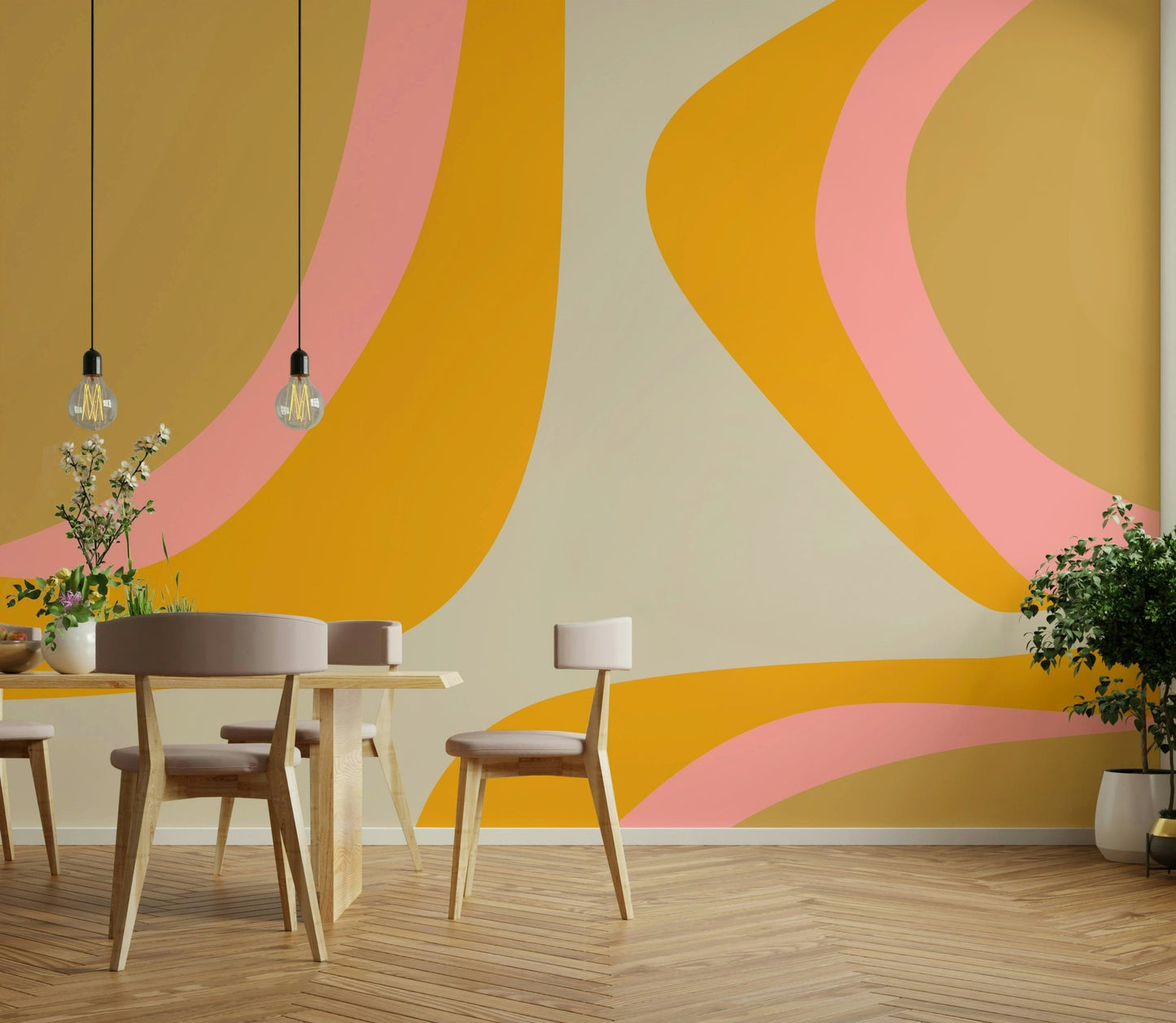 70s-style wall mural with funky dreamlike patterns


