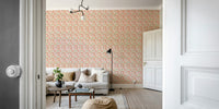 Statement flower wallpaper in coral tones

