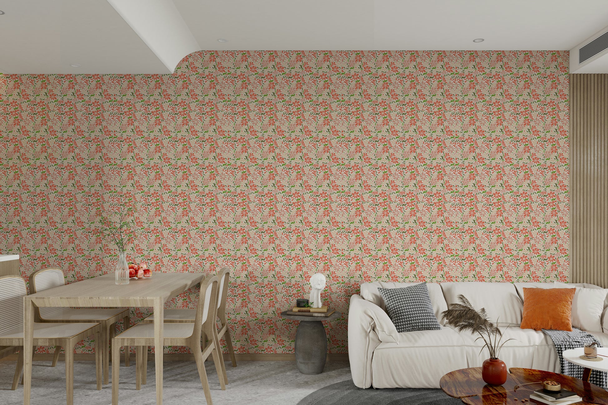 Bold groovy flower wallpaper for interiors

