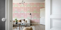 Bold 70s-style wallpaper with floral motifs

