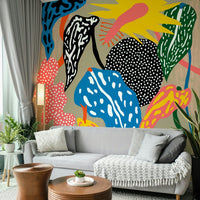 Tropical jungle wallpaper with bold and bright hues

