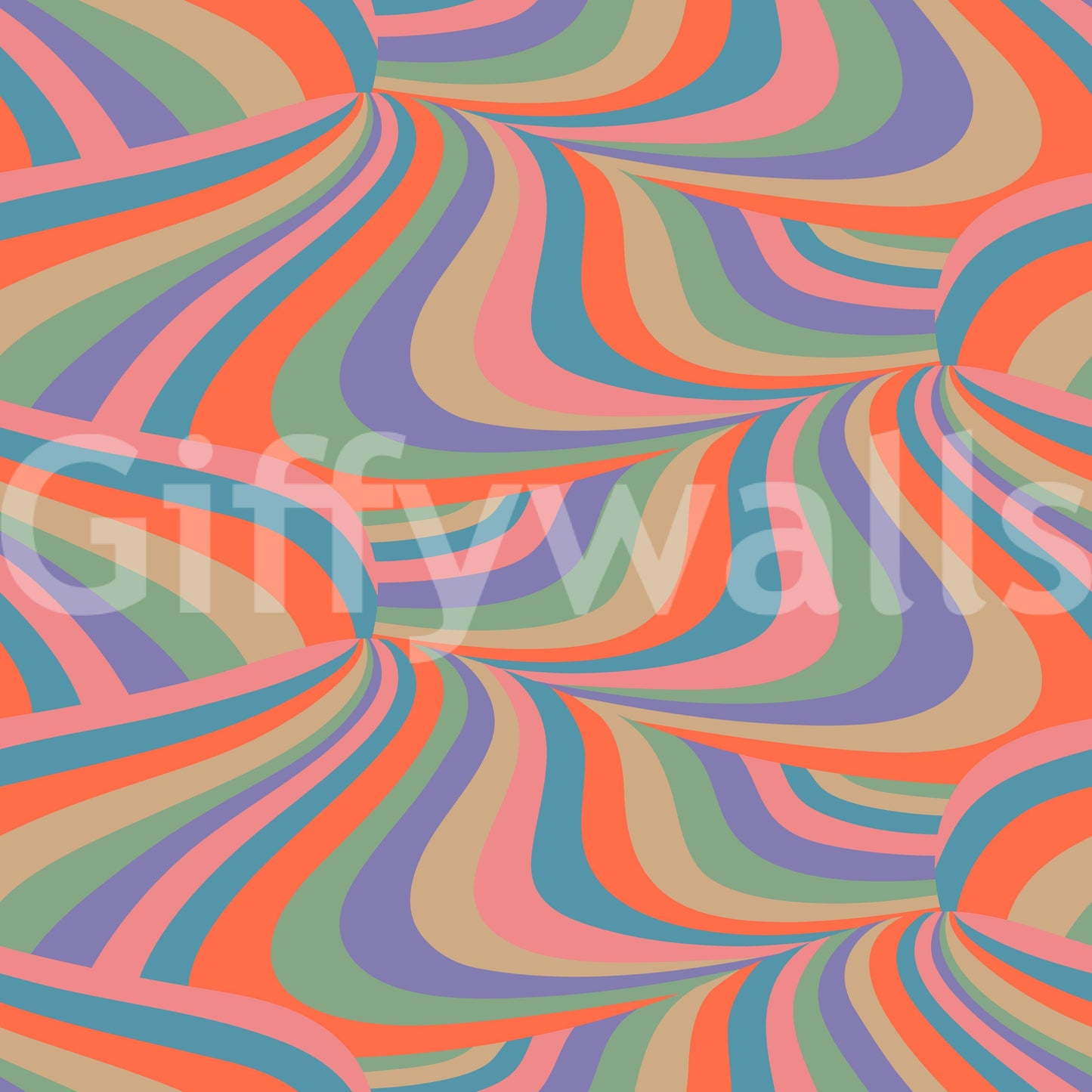 Marble Swirl Groovy Retro Abstract Stripes Colorful Pink Purple Blue Coral Mint Cream Wallpaper⁠