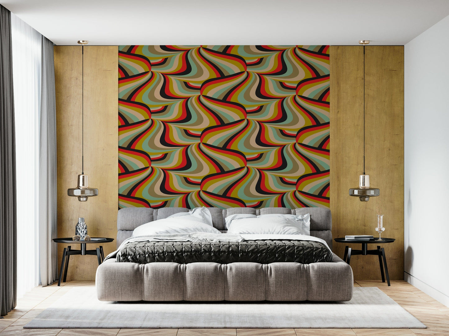 Marble Swirl Stripes Wall Mural – Decorative wallpaper blending vibrant marble textures and abstract stripe patterns.