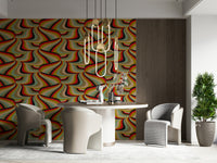Retro Marble Swirl Stripes Wall Mural – Bold, groovy abstract wallpaper featuring colorful marbled stripes.