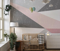 Monochrome black and white grunge triangle wallpaper for a feature wall.
