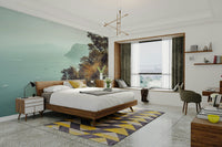 Expansive Mediterranean Sea with boats.

