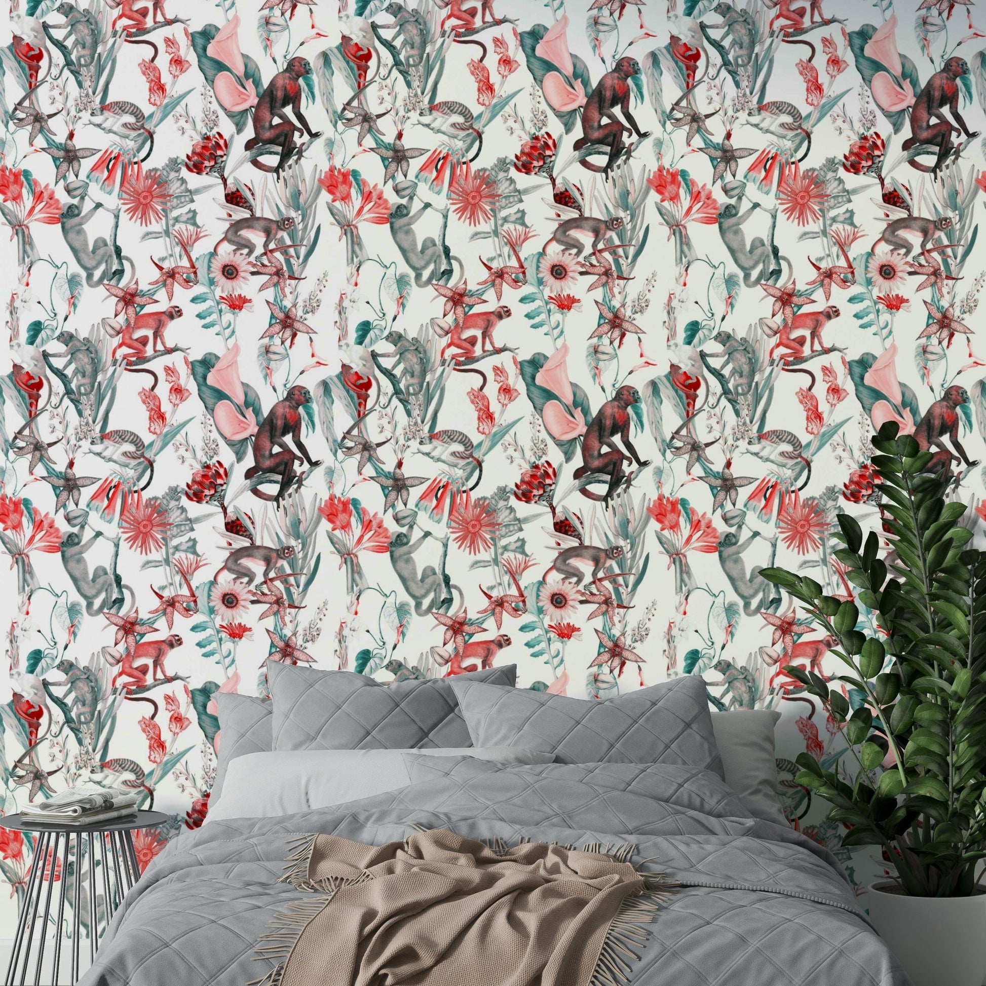 Earth-toned ethnic wallpaper in warm neutrals

