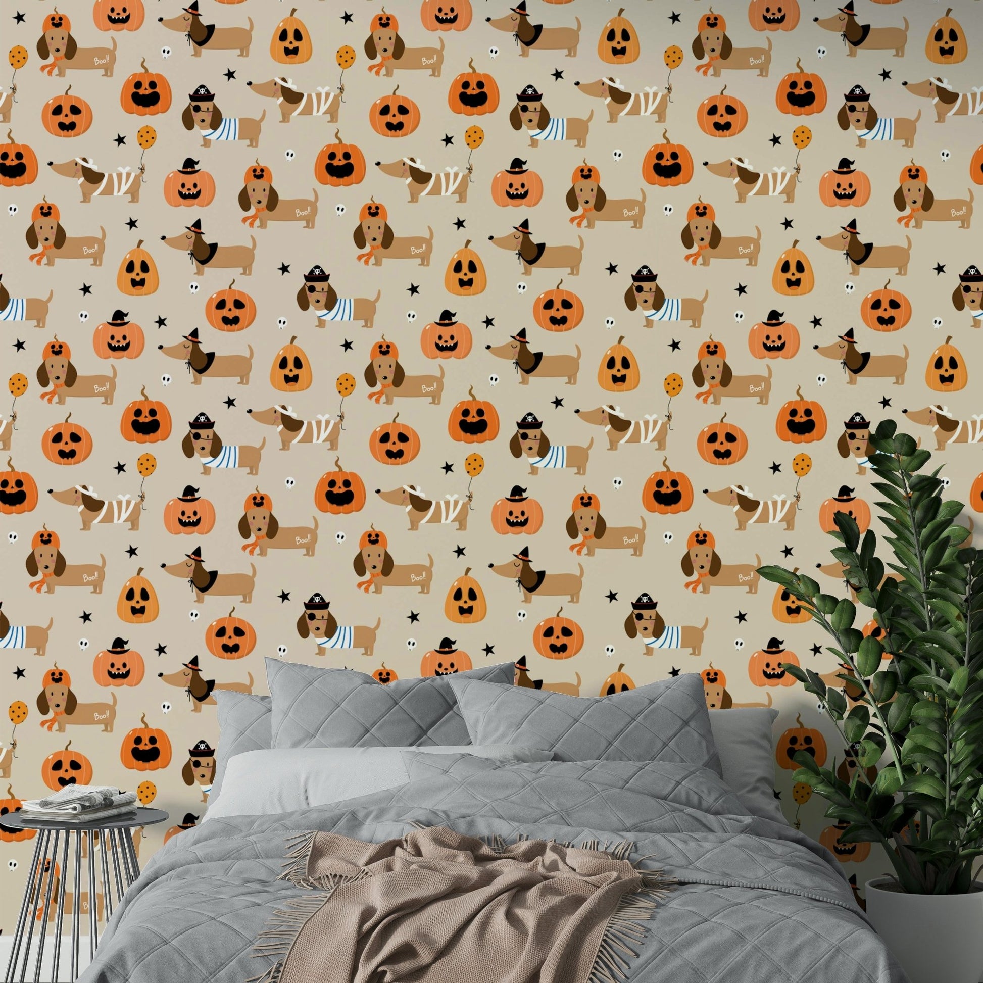 Halloween Doggies moonlit wall mural.

