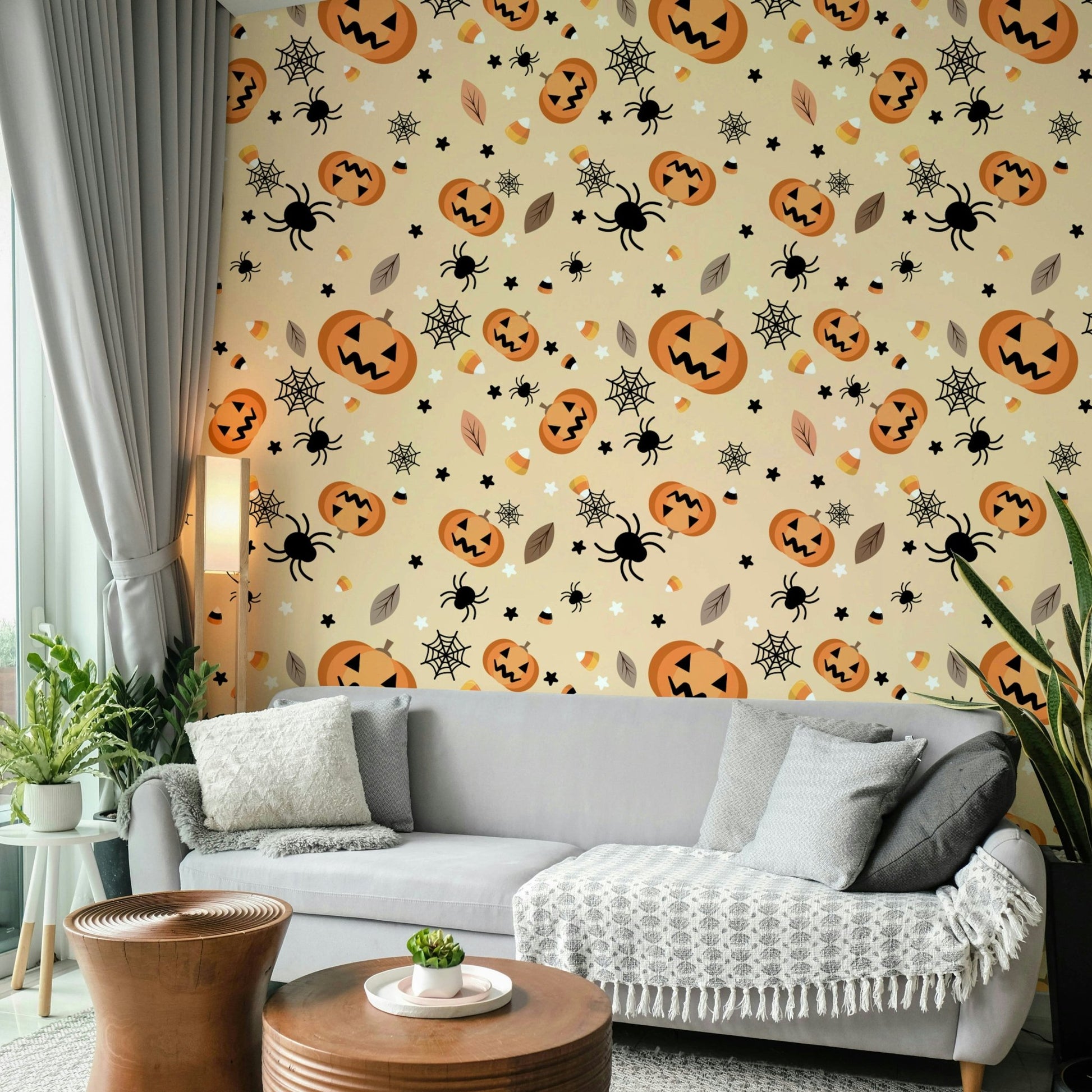 Festive Halloween fun wallpaper pattern.

