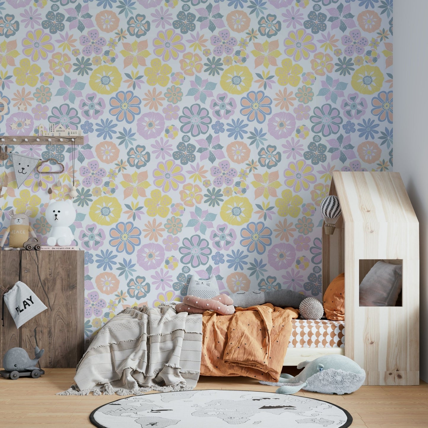 Floral wallpaper with a mix of colors.

