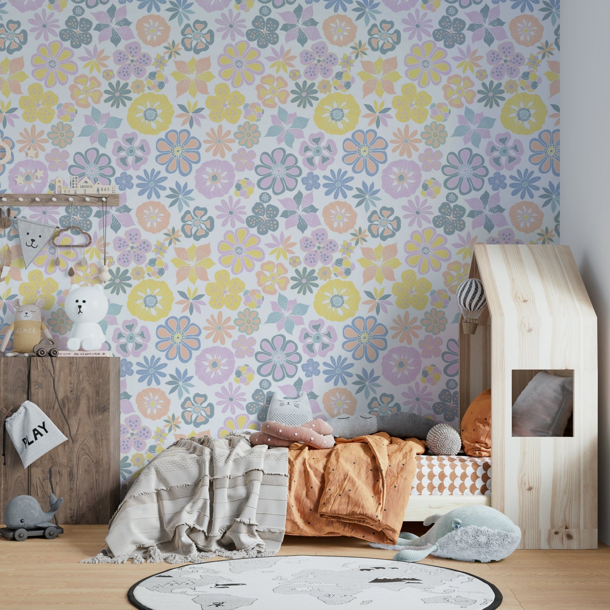 Floral wallpaper with a mix of colors.

