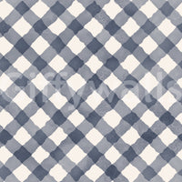 Hand-painted blue festive gingham wallpaper with rustic appeal

