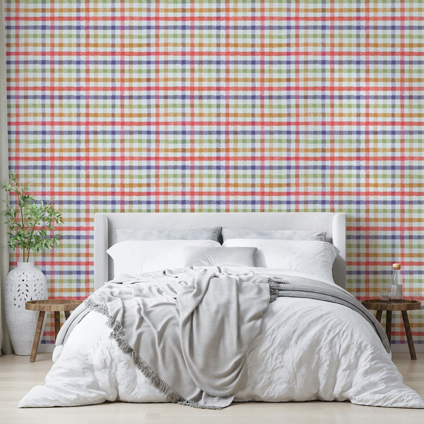 Ideal wallpaper for a creative space, playroom, or child's room.

