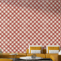 Vibrant red and white gingham pattern with artisanal appeal

