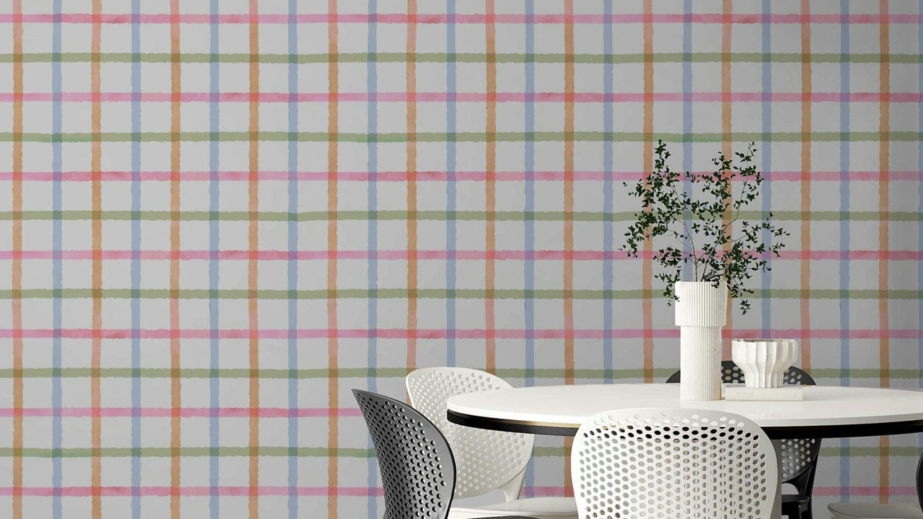 Cheerful and playful plaid design wallpaper.

