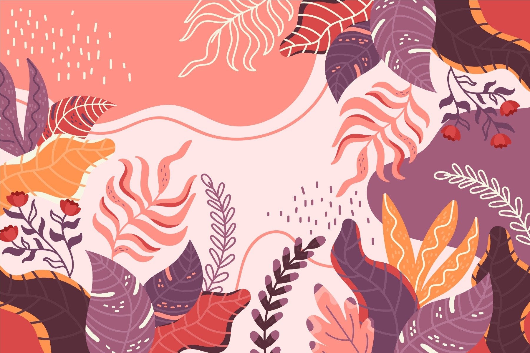 Pastel Abstract Leaf Wallpaper Mural in your room — zoomed