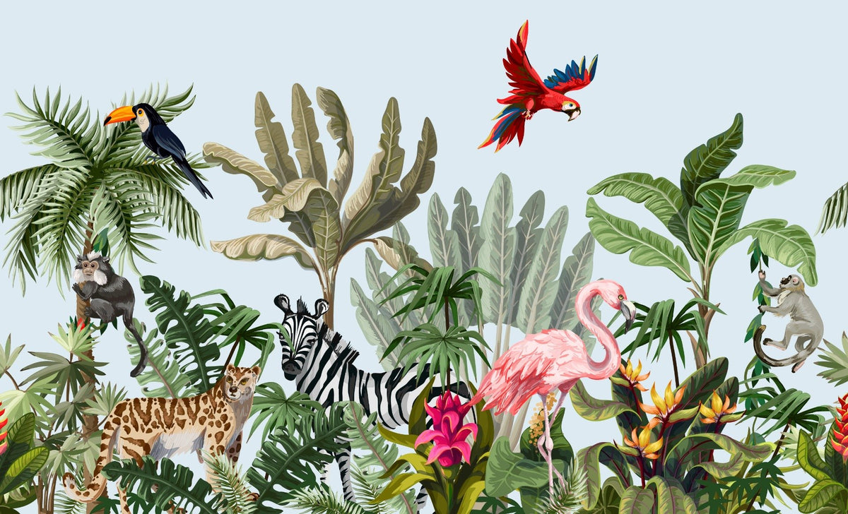 Tropical Animals & Birds Wallpaper Mural in your room