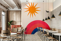 Features elements reminiscent of classic American "happy days" or 1950s/60s nostalgia.
