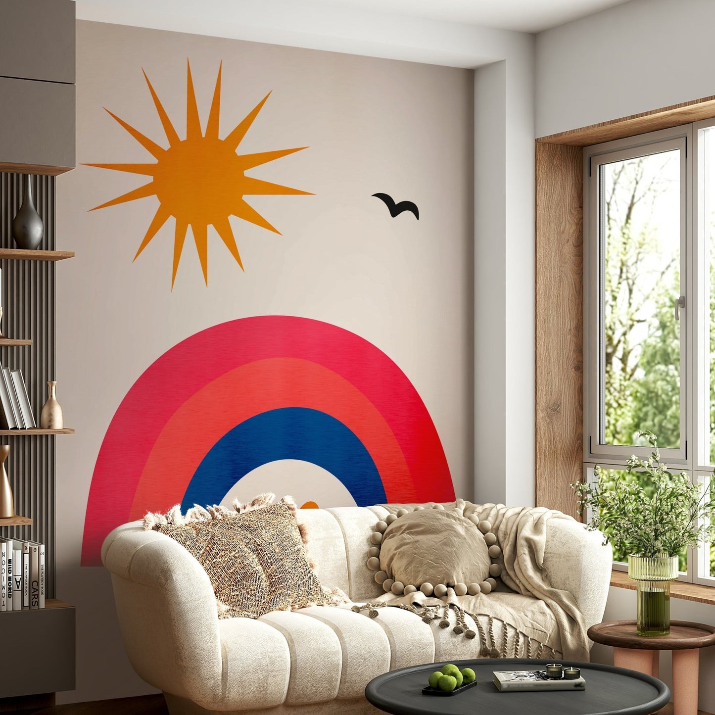 The colors are bright, optimistic, and often primary or pastel retro shades.
