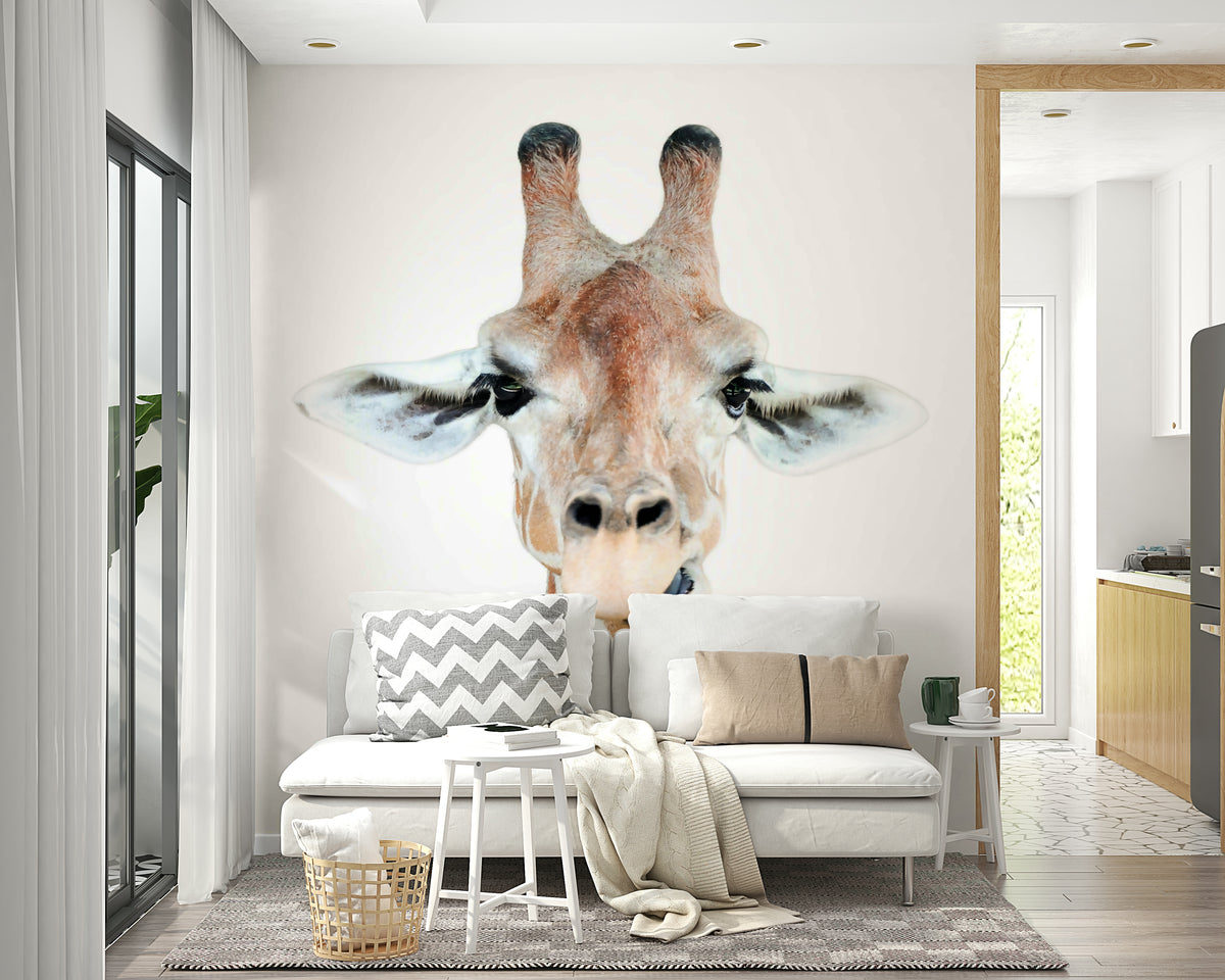 Happy giraffe wallpaper with playful illustrations


