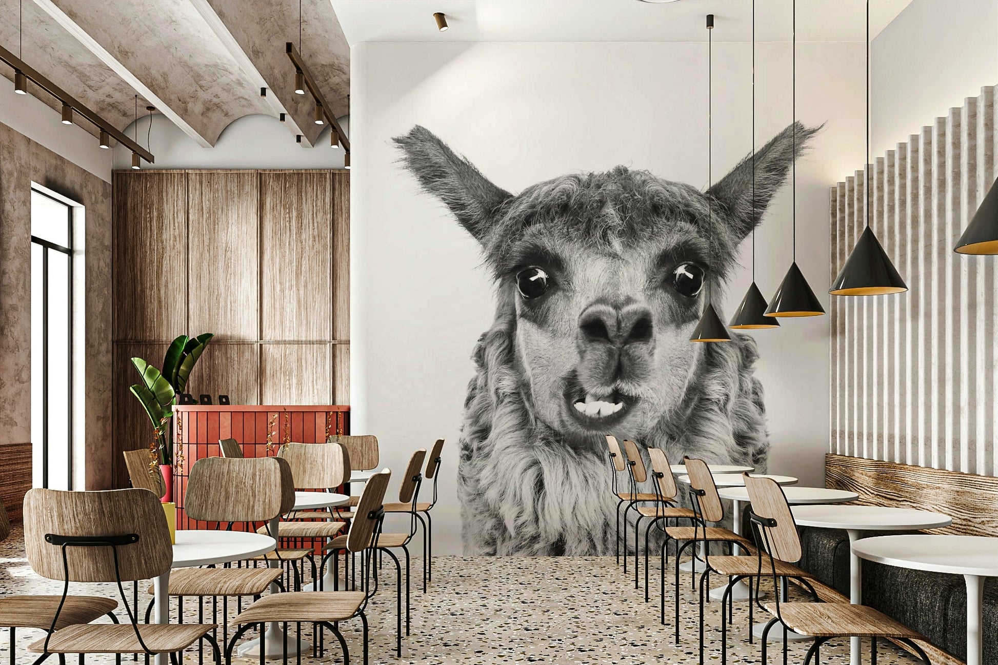 Cheerful or serene expression.

