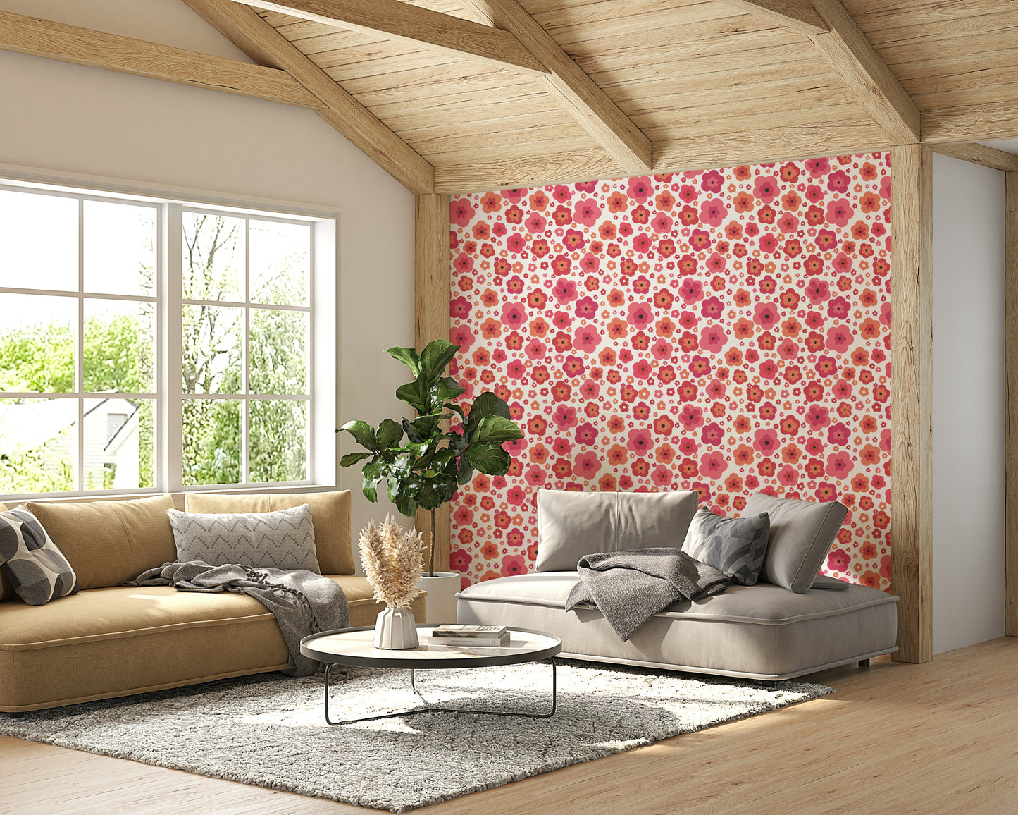 Happy Retro Blooms Wallpaper⁠