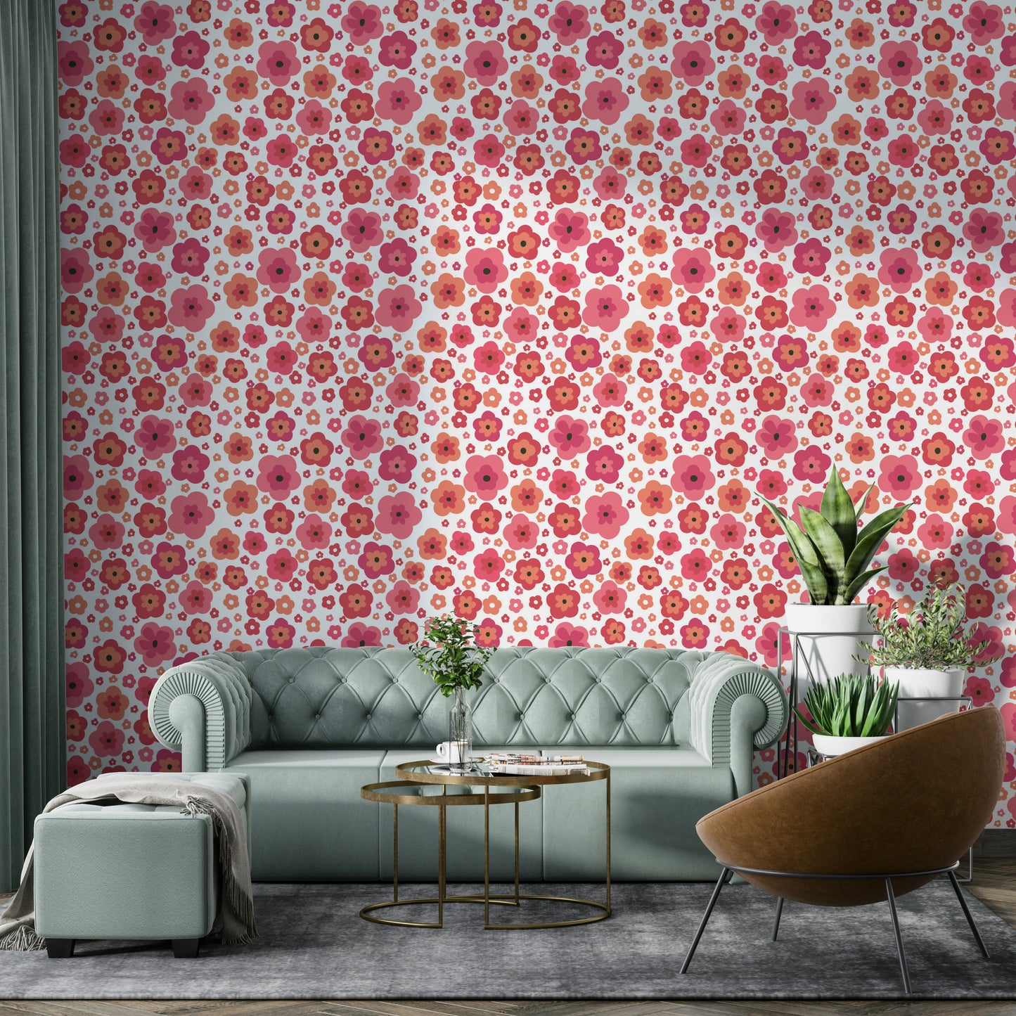Happy Retro Blooms Wallpaper⁠