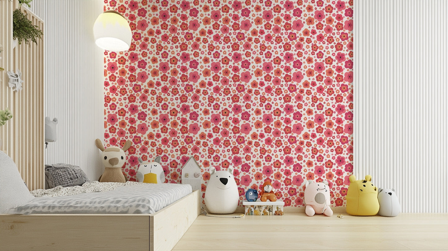 Happy Retro Blooms Wallpaper⁠