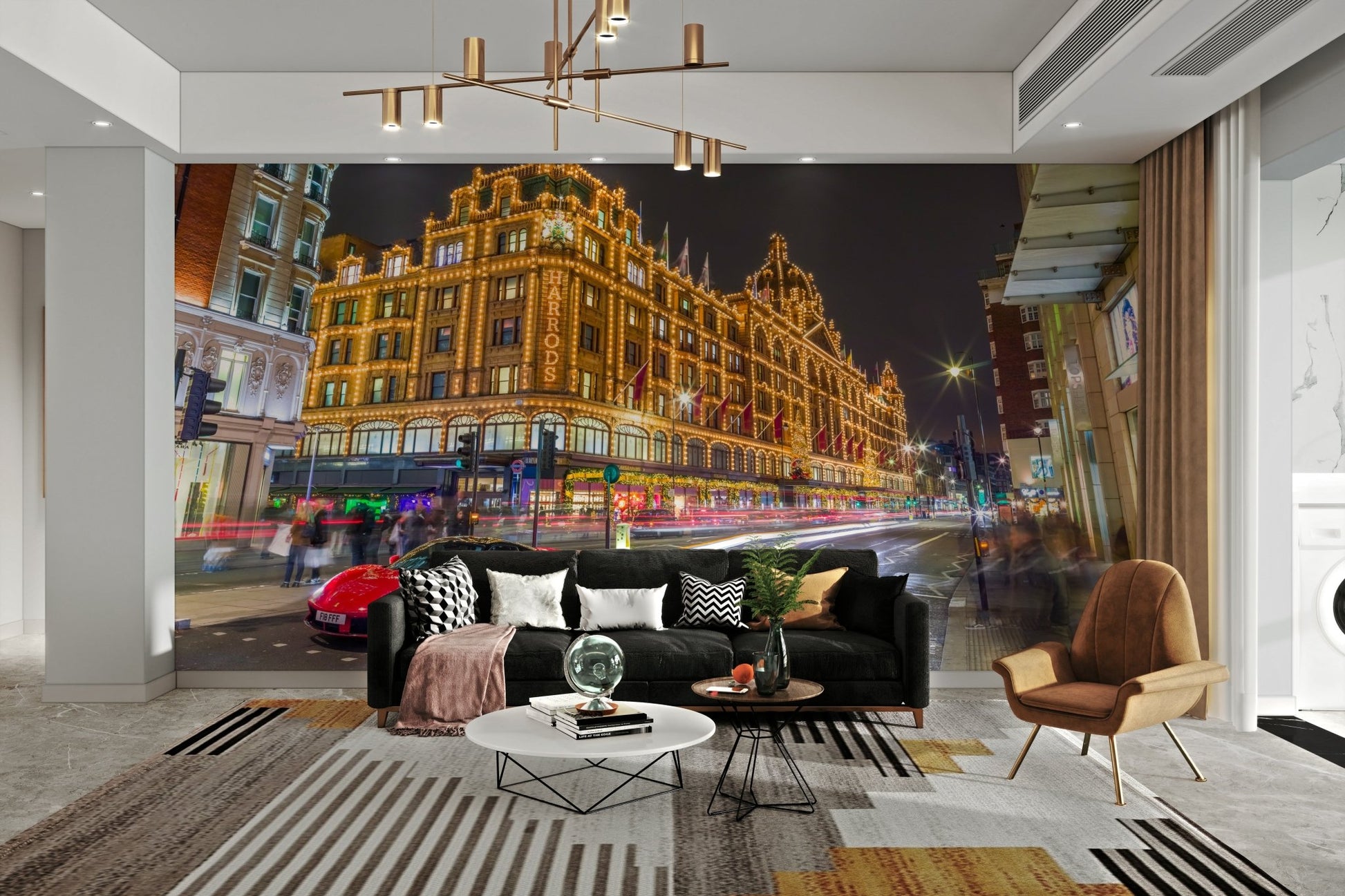 Light trails from vehicles.

