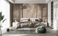 Spooky Haunted Halloween Foggy Forest Wallpaper Mural - Giffywalls