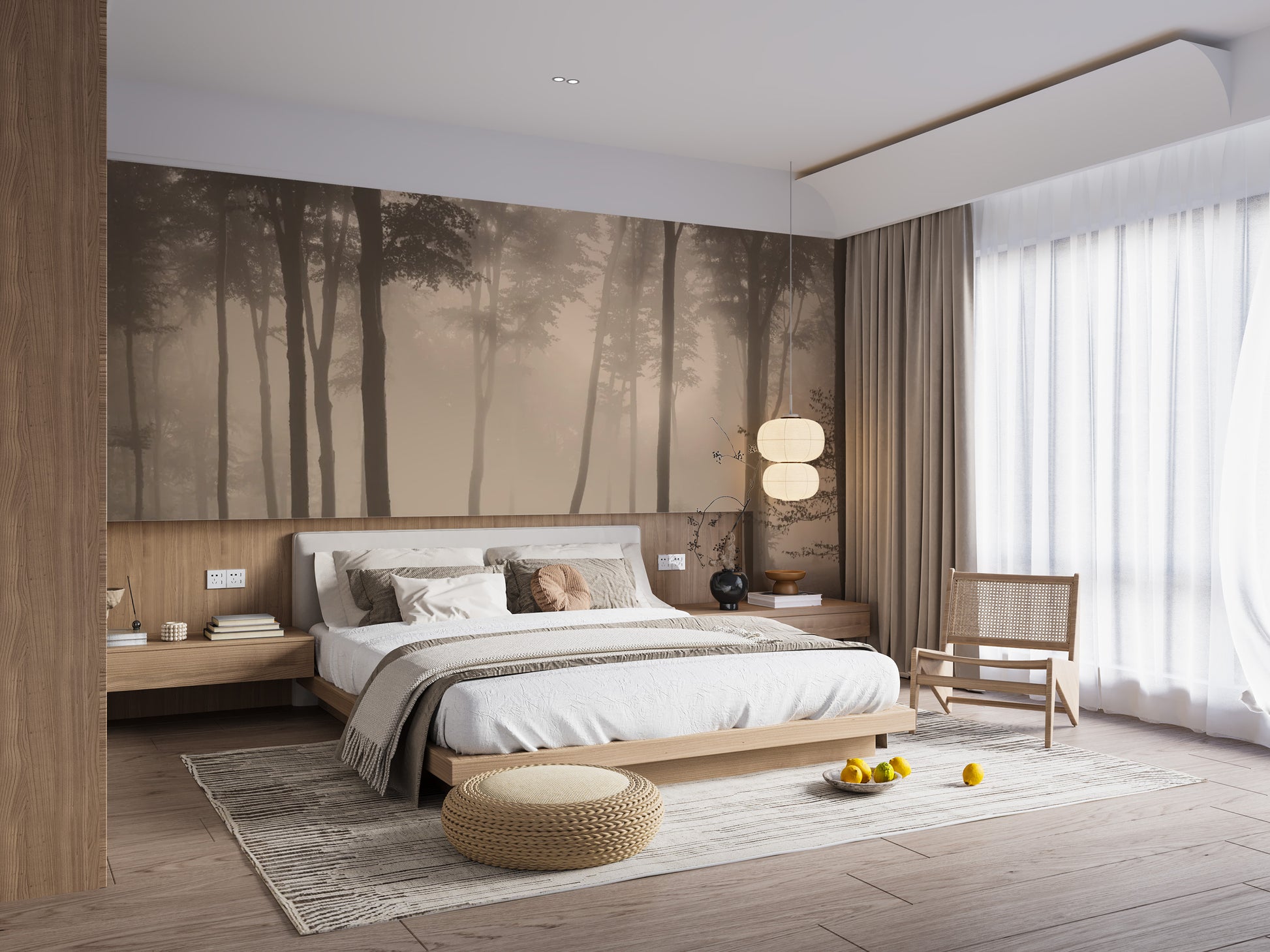 Spooky Foggy Forest Halloween Wall Mural