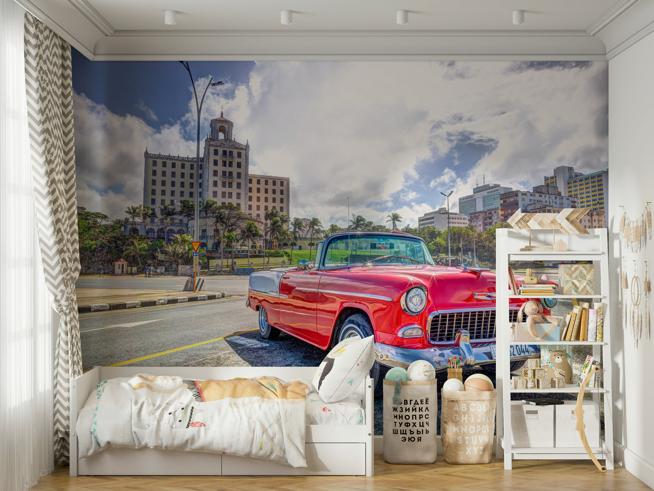 The wallpaper is perfect for an accent wall.

