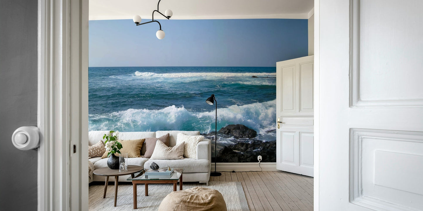 Azure sky above a rugged coastline

