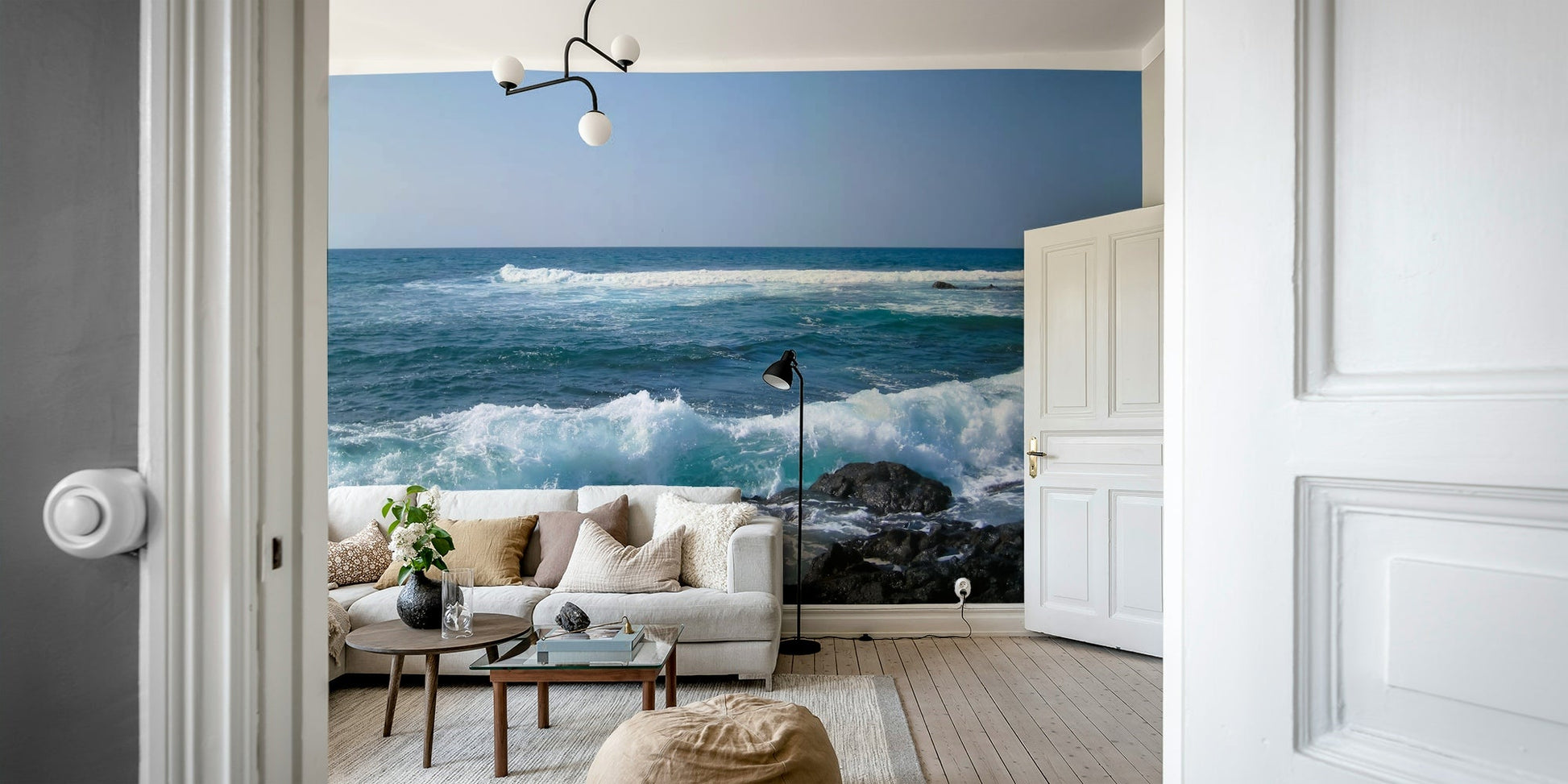 Azure sky above a rugged coastline

