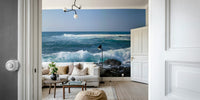 Azure sky above a rugged coastline

