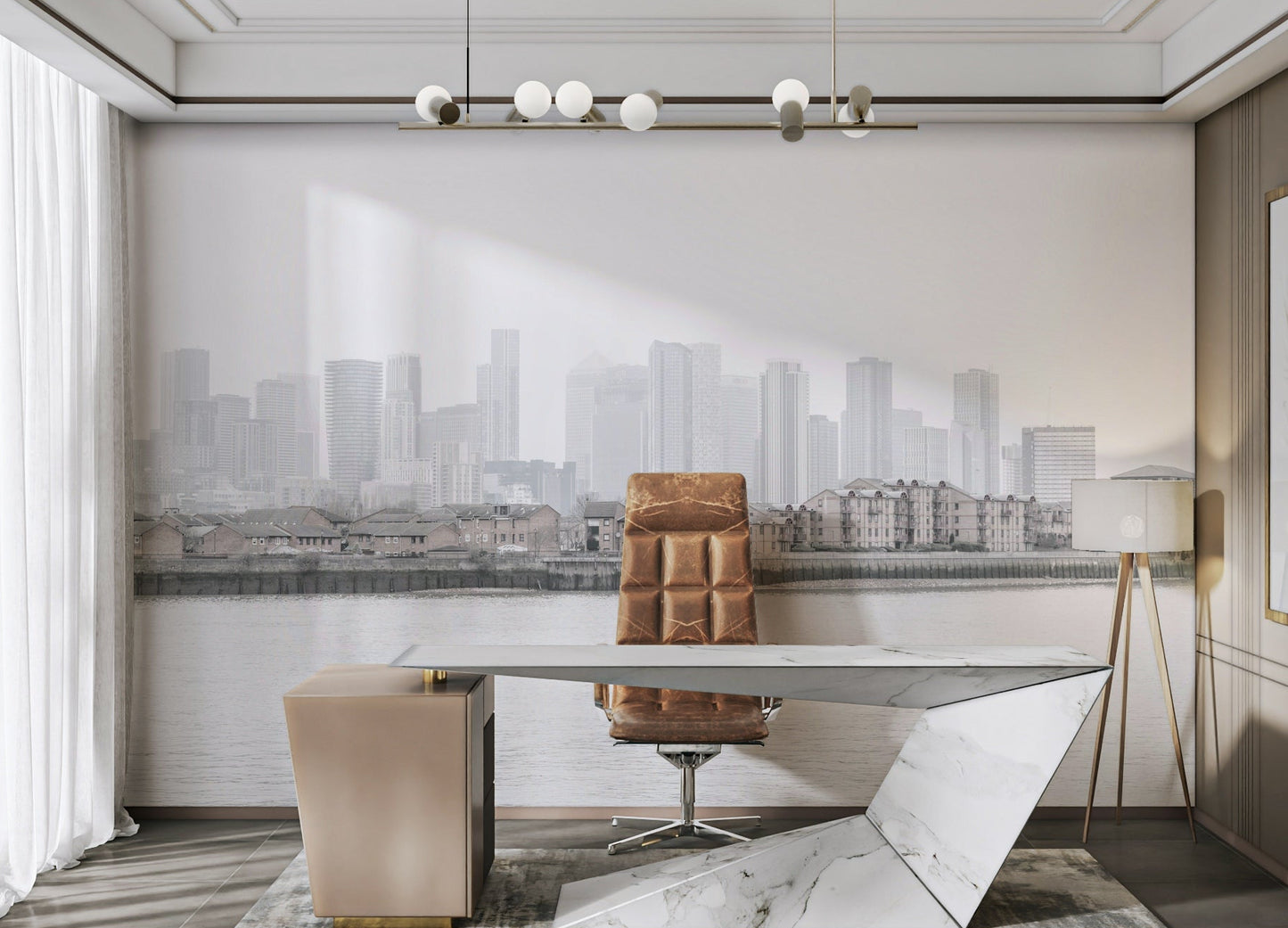 A captivating and atmospheric wall mural.
