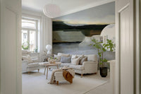 A beautiful subtle abstract wallpaper mural with a hazy horizon line.