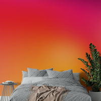 Dynamic hot pink to orange mural for energetic home interiors.

