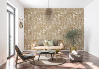 Botanical tile wallpaper with soft neutral tones