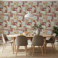 Textured floral wallpaper with soft earthy colors