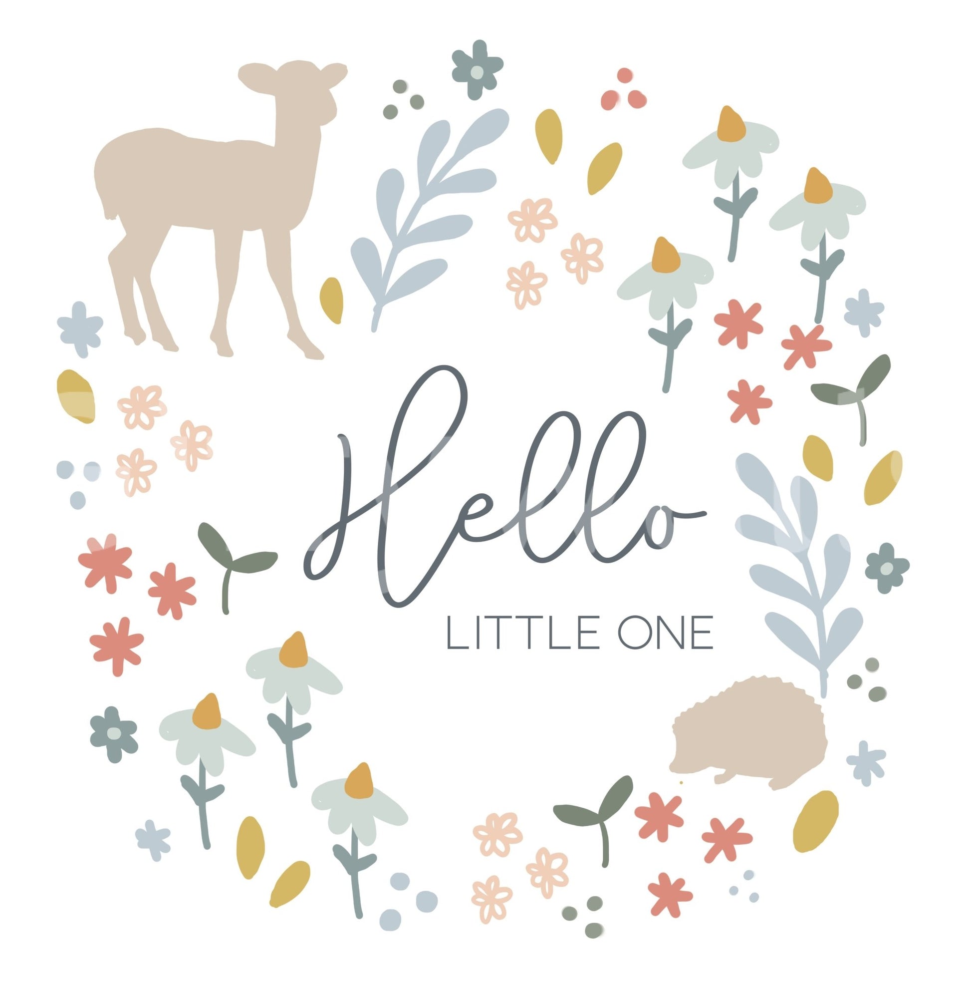Gentle, nature-inspired mural with woodland creatures for children.

