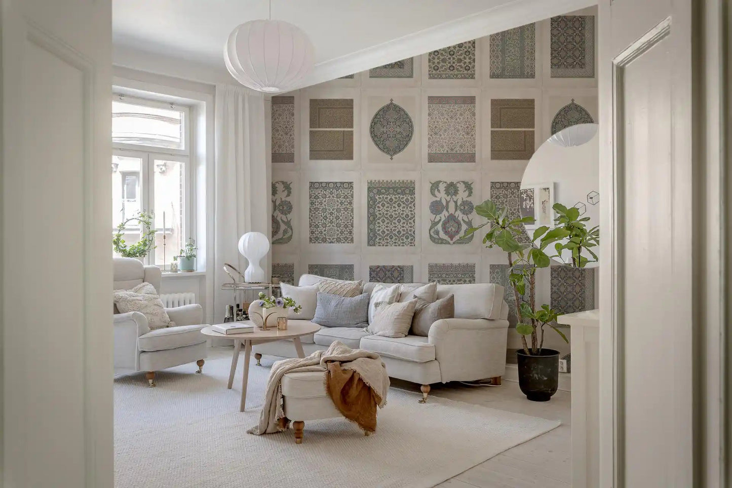 Floral mosaic panels Heritage Pattern Gallery wall mural layout