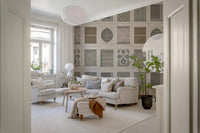Floral mosaic panels Heritage Pattern Gallery wall mural layout