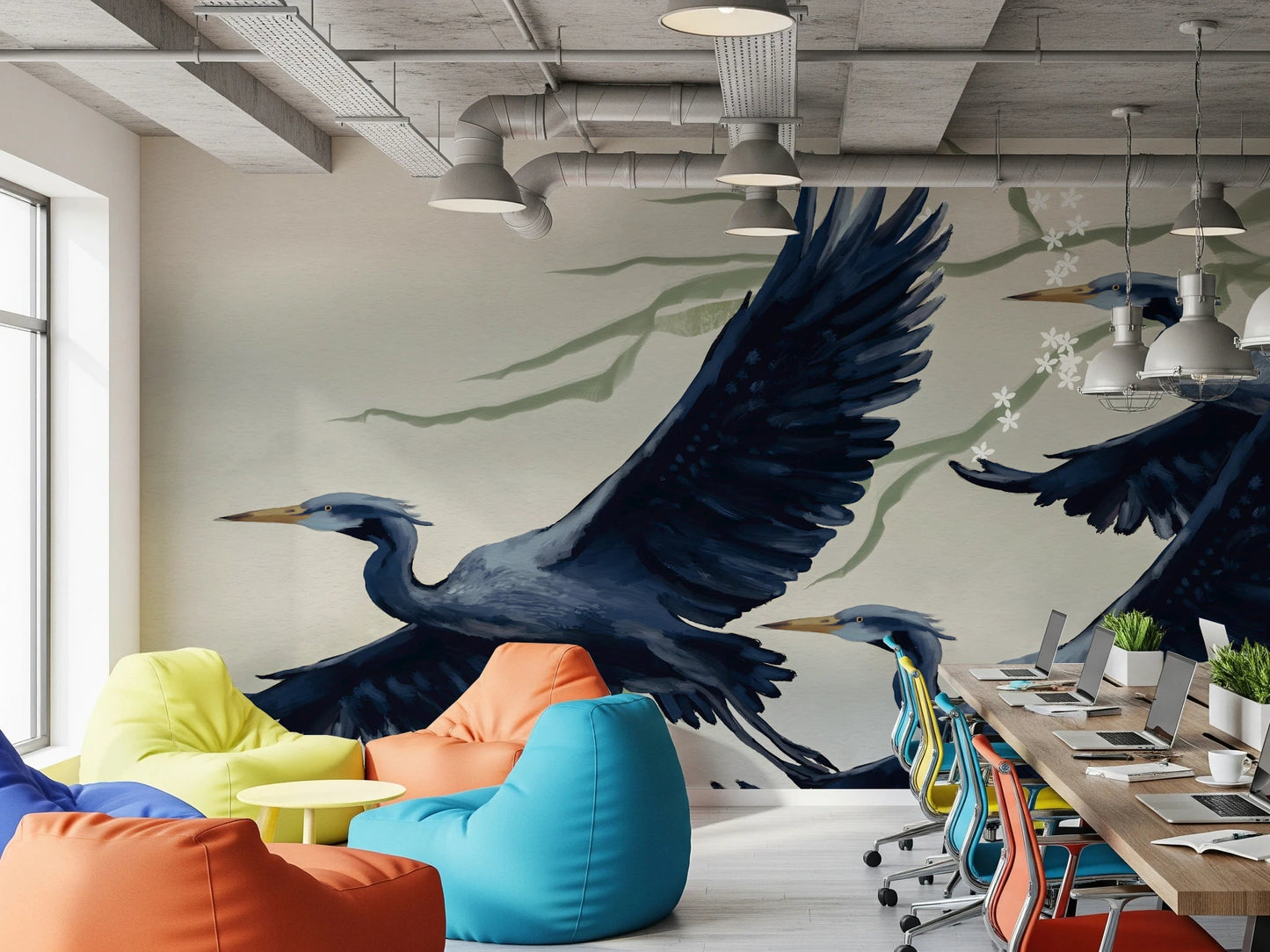 Heron Flight Wall Mural
