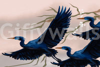 Heron's Bloom Wall Mural