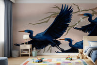 Heron's Bloom Wall Mural