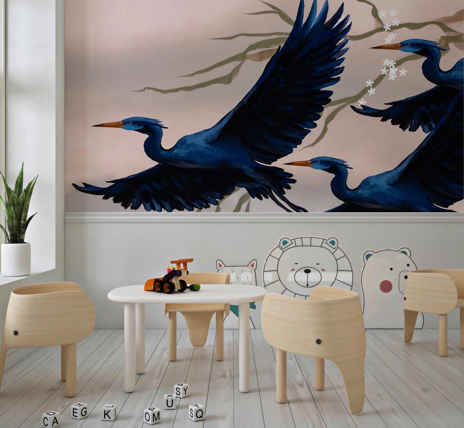 Heron's Bloom Wall Mural