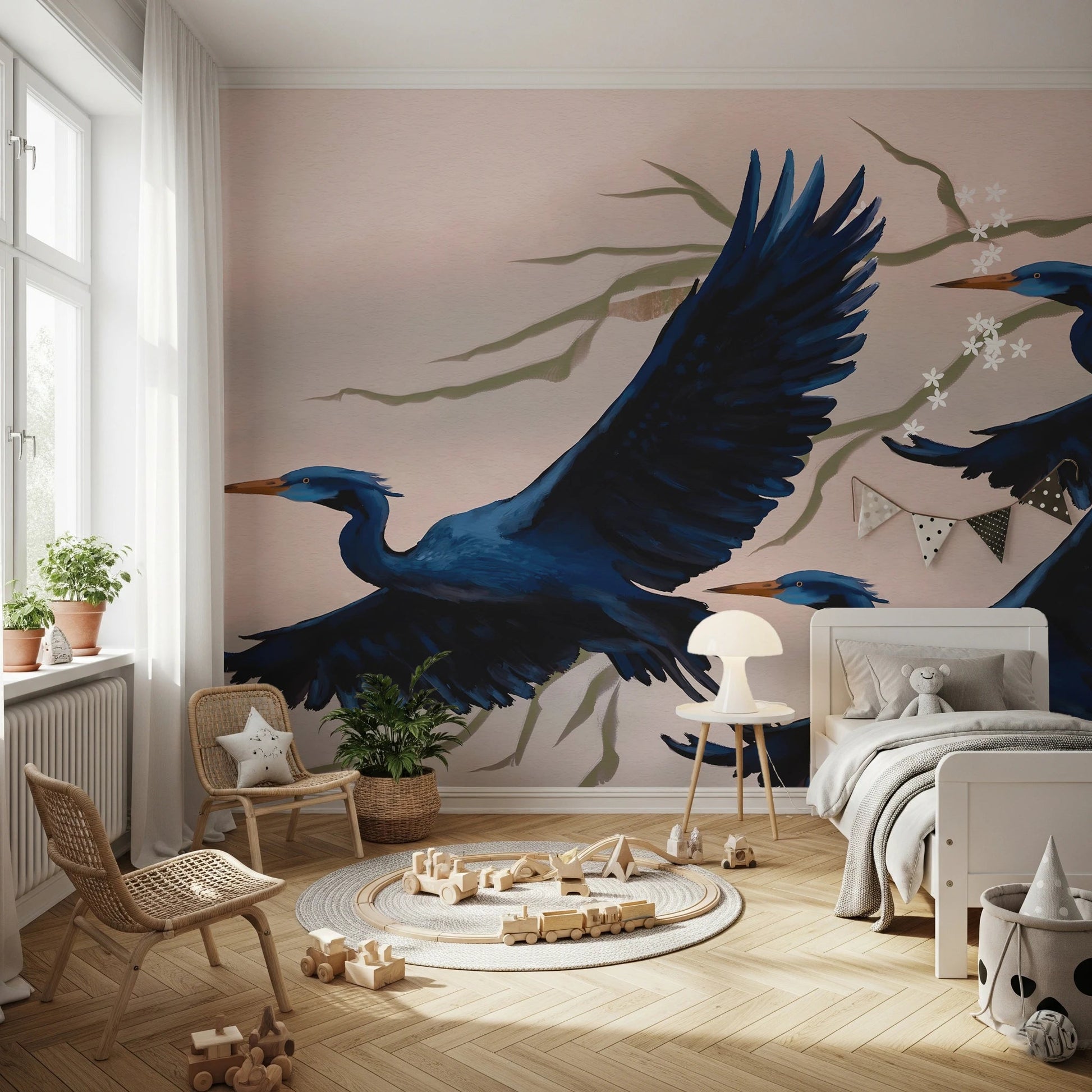 Heron's Bloom Wall Mural